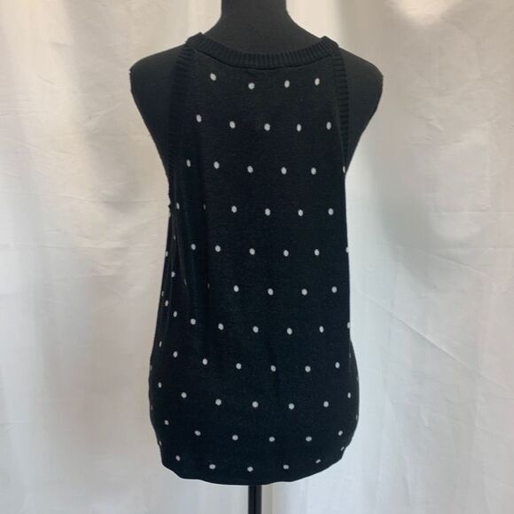 BELLE By Belldini Black white polkadot knit tank top sweater Sz L NWT ￼ - Picture 5 of 12